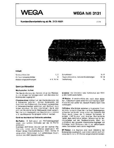 Wega hifi 3131 service manual