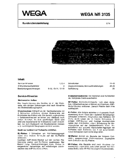 Wega hifi 3135 service manual