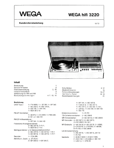Wega hifi 3220 service manual