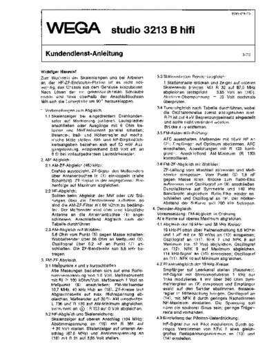 Wega studio 3213 B hifi service manual