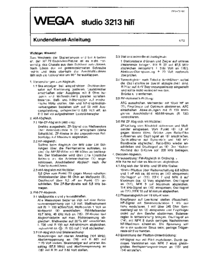 Wega studio 3213 hifi service manual