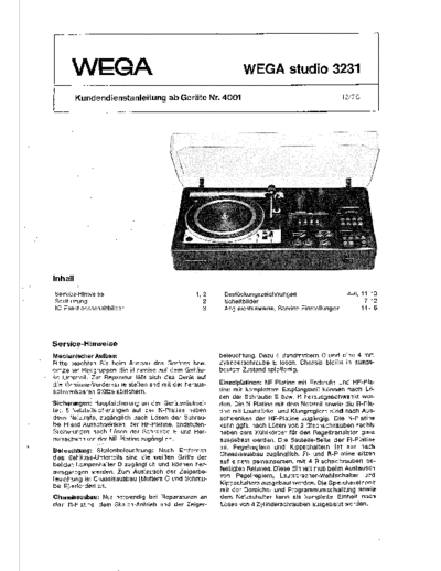 Wega Studio 3231 service manual