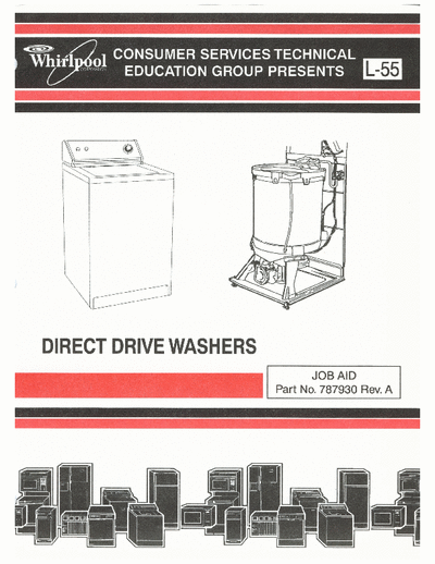 Whirlpool L55 44 page service manual for Whirlpool washing machine mdl # L55 and Kenmore mdl # 110.92273100.