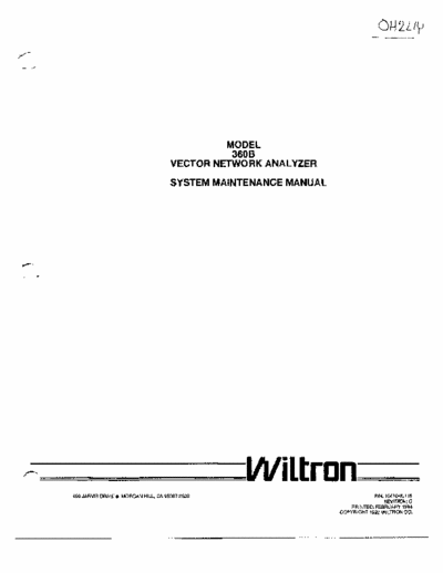 Wiltron 360 Wiltron 360 VNA System Maintenance Manual