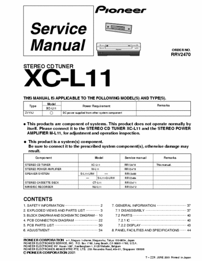 Pioneer XC-L11 Home audio system with seperate discplayer and seperate display.