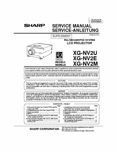 Sharp XG-NV1E_3E 3SHARP XG-NV1E_3E LCD projector