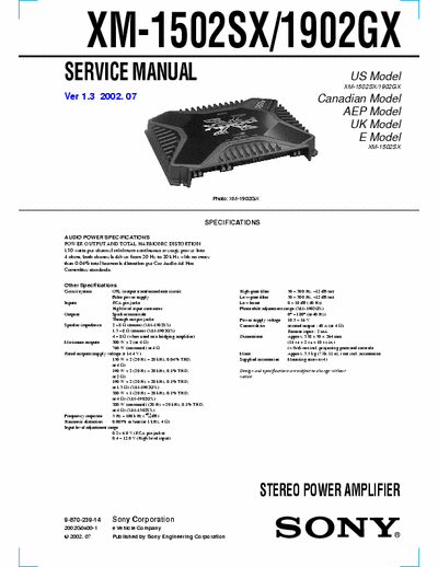 SONY xm-1502sx SONY CAR AMPLIFIER XM-1502SX,1902GX