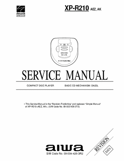 Aiwa - CD Player XP-R210 Service Manual - (pag. 28) - mech. DA23L - Compact Disc Stereo System