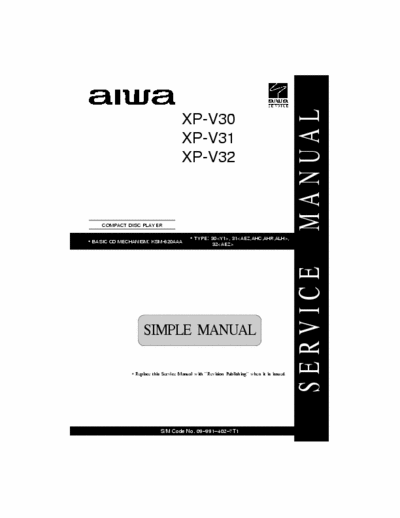 Aiwa XP-V30 Type:30 (Y1), 31 (AEZ-AHC-AHR-ALH), 32 (AEZ). mech. KSM-620AAA.