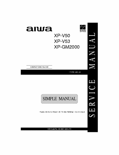 Aiwa CD Player XP-GM2000 Type: AEZ. AH. (pag.8) mod. XP-V53.