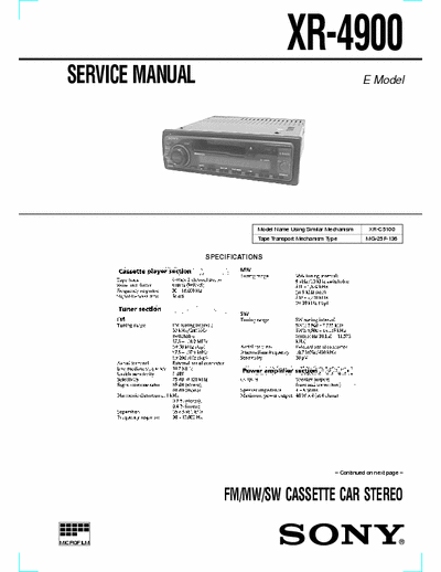 Sony XR-4900 XR-4900