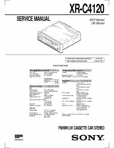 Sony xr-c4120 Service manual sony car audio