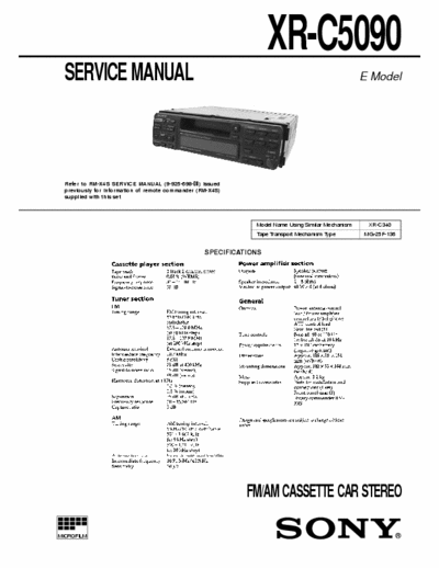 SONY XR-C5090 XR-C5090 Car Audio Service Manual
