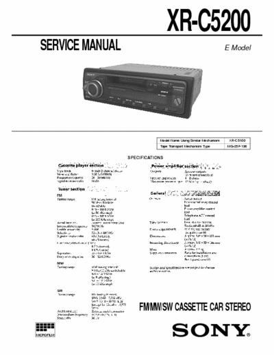 Sony XR-C5200 XR-C5200 car audio