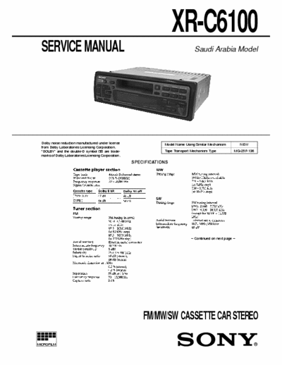 Sony XR-C6100 XR-C6100