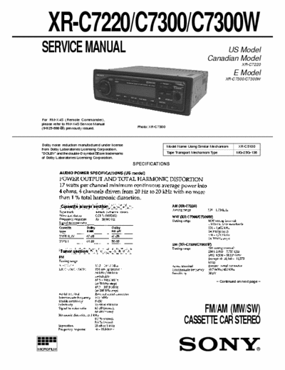 Sony XR-C7220 XR-C7220