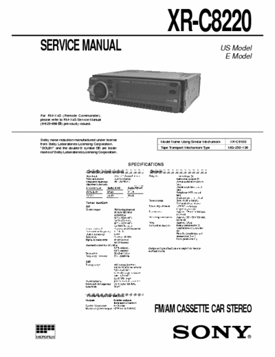 Sony XR-C8220 XR-C8220