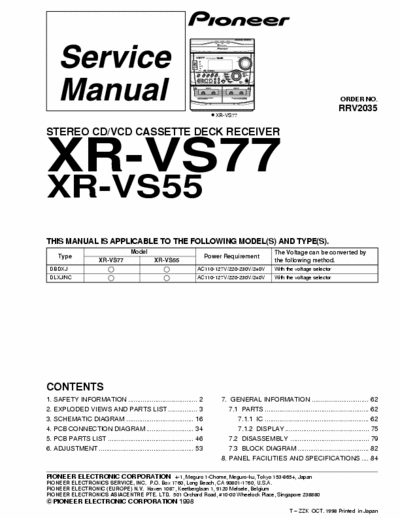 Pioneer XR-VS77 PIONEER XR-VS77,VS55