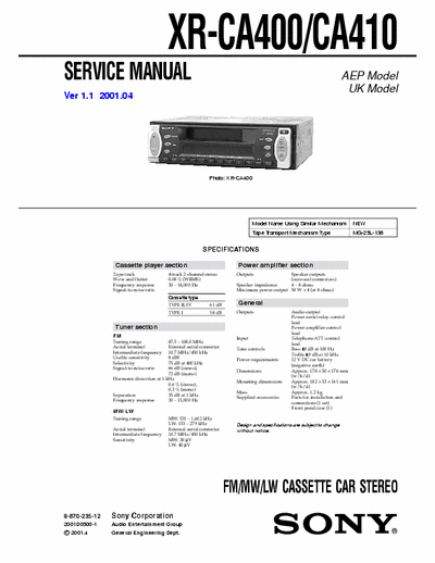 SONY XR-CA400_CA410 XR-CA400_CA410