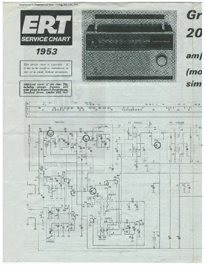 Grundig Yacht Boy 208 Service Sheet for Grundig Yacht Boy 208. Models 209 and 210 are similar.