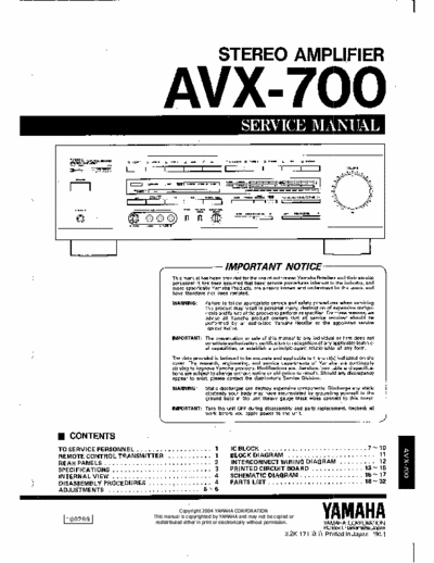 Yamaha AVX700 integrated amplifier