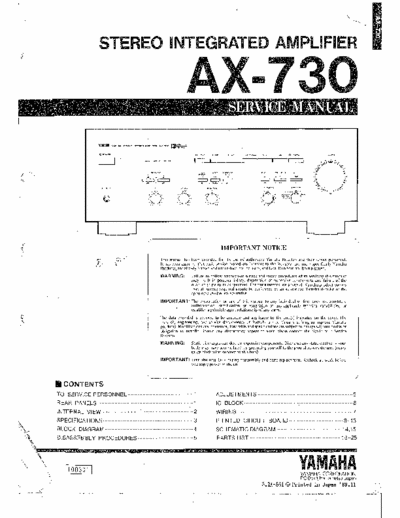 Yamaha AX730 integrated amplifier