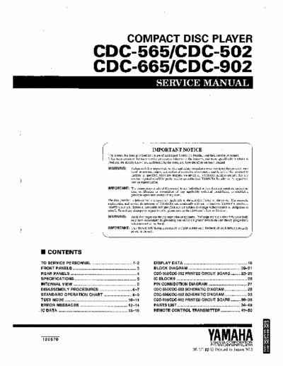 Yamaha CDC502, CDC565, CDC665, CDC902 cd