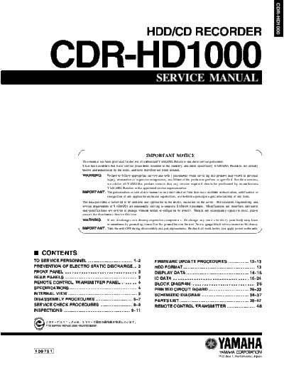 Yamaha CDRHD1000 cd recorder