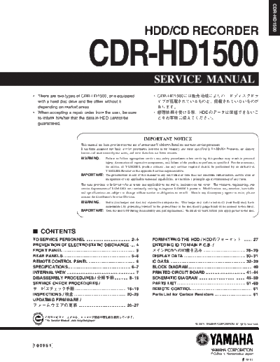 Yamaha CDRHD1500 cd recorder
