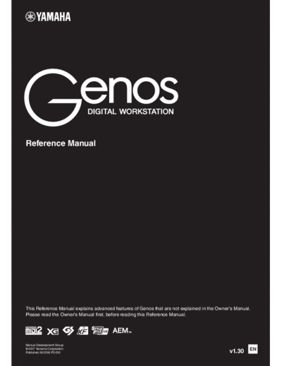 Yamaha Genos Yamaha Genos Digital Workstation Reference Manual