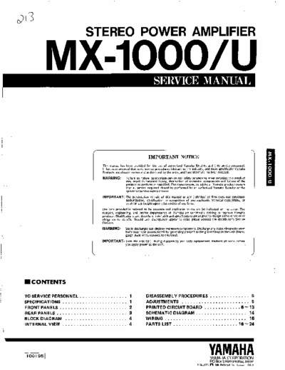Yamaha mx1000 mx1000 power amp