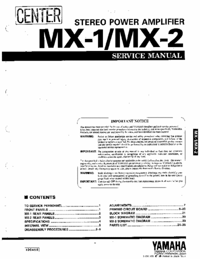 Yamaha MX1, MX2 power amplifier