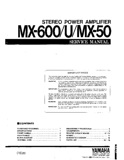 Yamaha MX-50, MX-U, MX-600 power amplifier