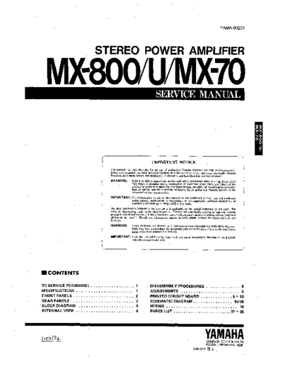 Yamaha MX-70, MX-800, MX-U power amplifier