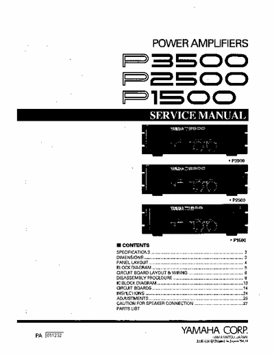Yamaha P1500, P2500, P3500 power amplifier