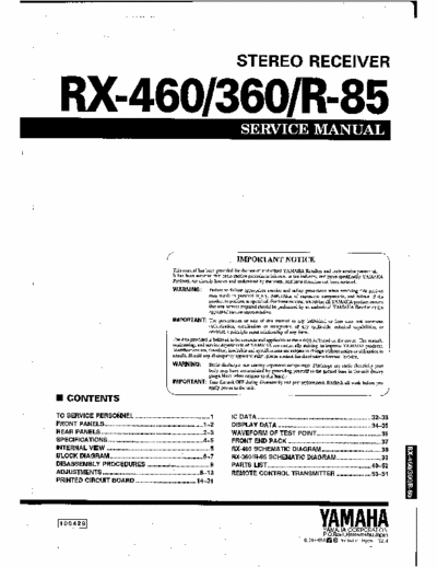 Yamaha RX360, RX460 receiver