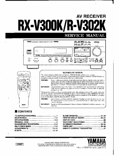 Yamaha RXV300, RXV302 receiver