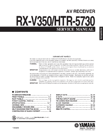 Yamaha RXV350 receiver