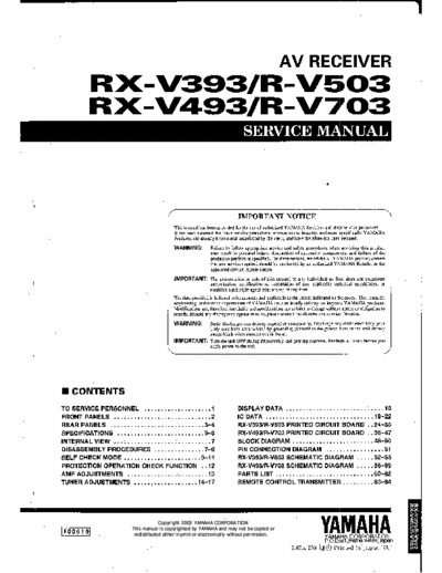 Yamaha RXV393, RXV493 receiver