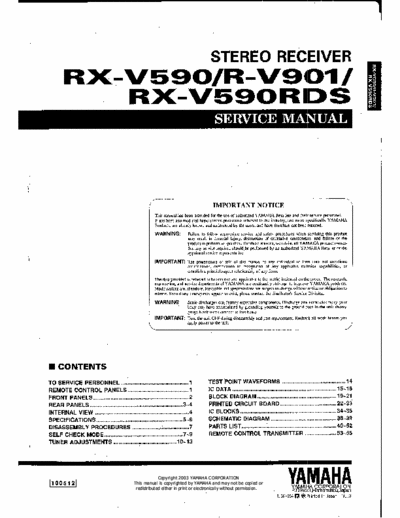 Yamaha RXV590, RV901 receiver