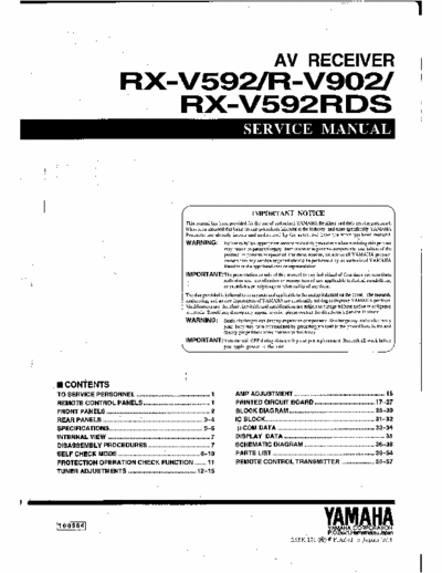 Yamaha RXV592, RV902 receiver