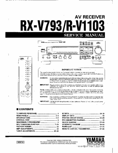 Yamaha RXV793 receiver