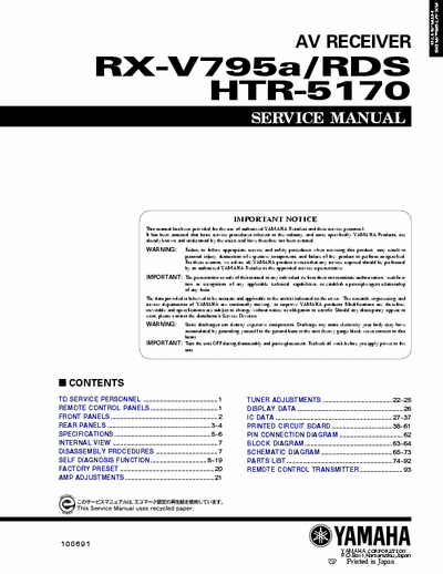 Yamaha RXV795A receiver