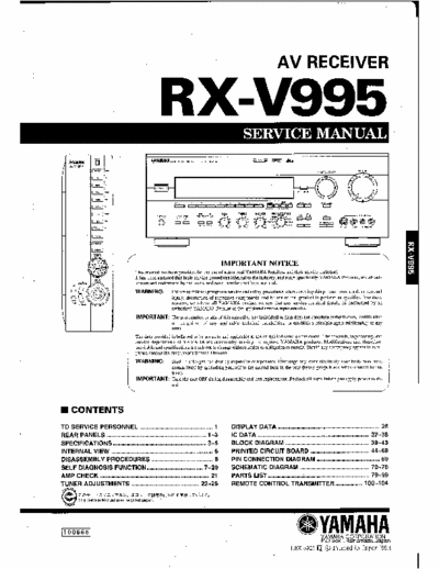 Yamaha RXV995 receiver