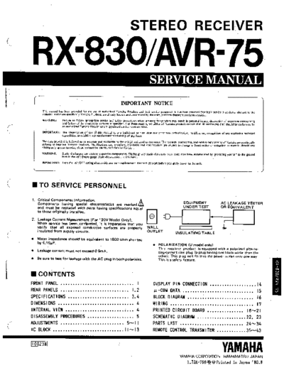 Yamaha RX-830, AVR-75 receiver