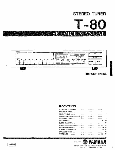 yamaha t-80 User Manual+Service Manual