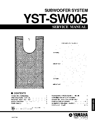 Yamaha YSTSW005 active subwoofer (all files eServiceInfo: //www.eserviceinfo.com/service_manual/datasheets_a_0.html )