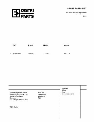 zanussi ztb200 ztb200 service manual