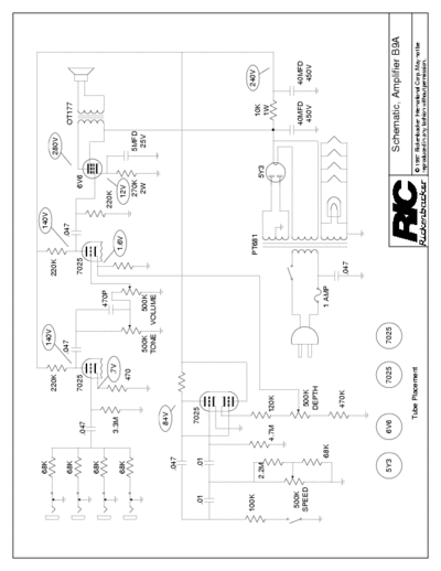 Rickenbacker B9A Schematic Diagram Amplifier (1997) - pag. 1