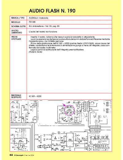 Audiola FD306 Car-audio repair - Guasto: non si sente l